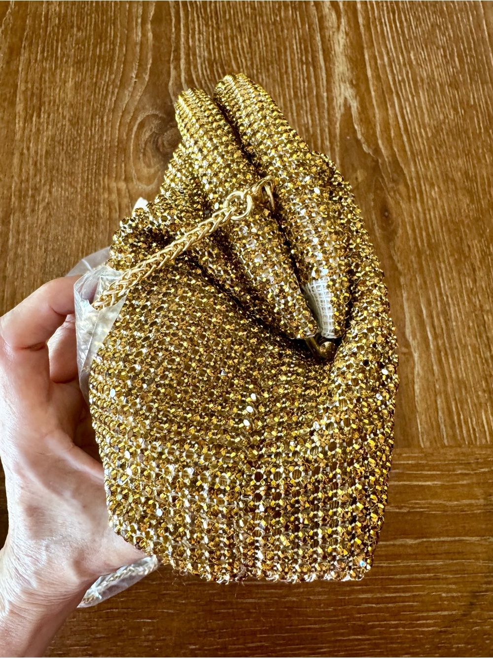 NWT Urban Expressions Mariah gold crystal evening bag - Picture 6 of 12